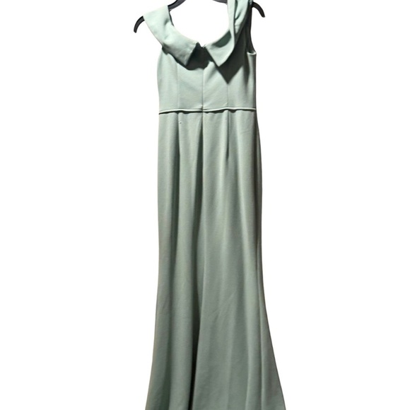 NWT ADRIANNA PAPELL Chiffon Off the Shoulder Gown in Frosted Sage Green dress - Picture 7 of 12